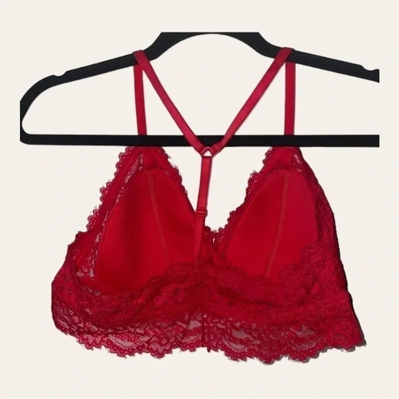 0608W. Aerie Women's Red Lace Racerback Bralette Size Large Wireless‎ - Picture 9 of 10